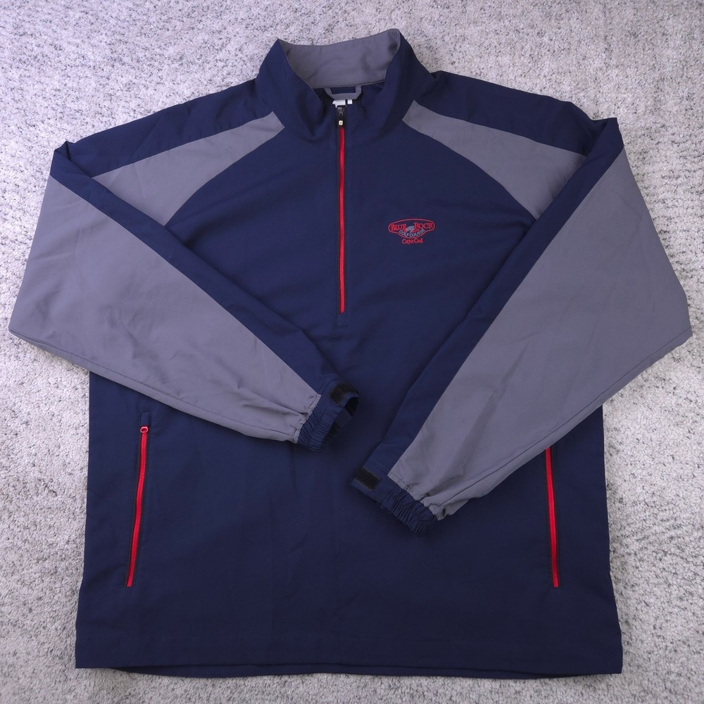FootJoy Golf Pullover Mens XL Jacket Blue Rock Course Logo Half Zip Long Sleeve